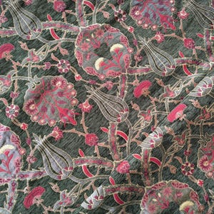 Upholstery Fabric By The Yard, Green Floral Fabric For Chairs And Pillows, Elegant Upholstery Material, Perfect For Home Decor Projects