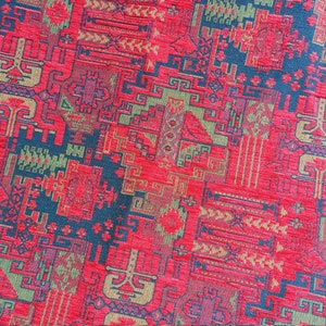 Dark Red Upholstery Fabric, Red Chenille Fabric, Red Ethnic Fabric, Red Kilim Fabric, southwestern fabric, Anatolian  Fabric, Acyrlic Fabric