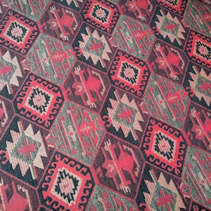 Ethnic Tribal Upholstery Fabric, Double-Faced Cloth By the Yard, Geometric Kilim Fabric, Aztec Navajo Tapestry, Home Decor Fabric