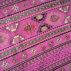 Pink Upholstery Fabric By the Yard, Turkish Chenille Fabric, Bohemian Jacquard Fabric, Kilim Ottoman Fabric, Decorative Home Decor Textile