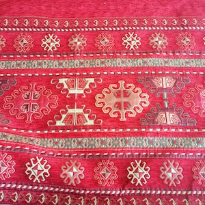 Dark red upholstery fabric, Turkish fabric by the yards, Turkish fabric, Chenille Fabric, Bohemian Fabric, Jacquard Fabric, kilim Ottoman.
