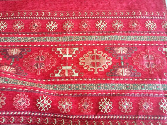 Dark red upholstery fabric, Turkish fabric by the yards, Turkish fabric, Chenille Fabric, Bohemian Fabric, Jacquard Fabric, kilim Ottoman.