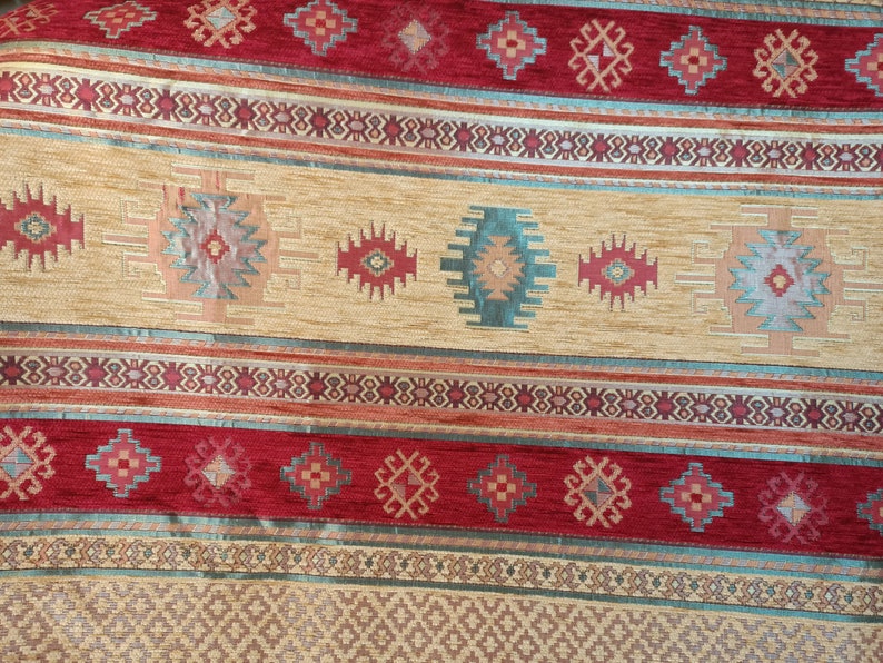 Tapestry Upholstery Fabric Red Kilim Fabric Upholstery Etsy