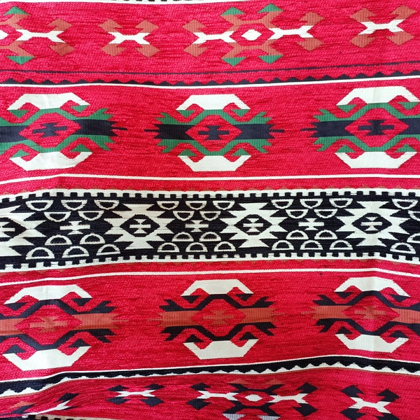 Turkish upholstery fabric, Chenille Fabric, jaquard stoff, Tribal Fabric, tapestry upholstery fabric, Kilim Fabric By the  Meters Yard