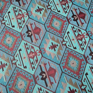 Upholstery Kilim Fabric, Turkish Fabric By the Yard, Oriental Chenille Fabric, Boho Kilim Fabric, Turkish Home Decor, Vintage Style