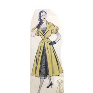 Modèle de couture vintage pour manteau d&#39;été à manches bouffantes, taille de buste des années 1950, taille de buste de 102 cm/40 po.