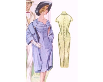 Vintage 92cm 36" bust size 1950s summer day dress sewing pattern