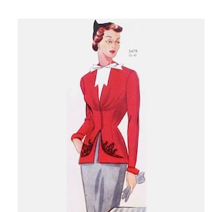Vintage 92cm/36&quot; busto tamaño 1950s patrón de costura de traje de chaqueta y falda