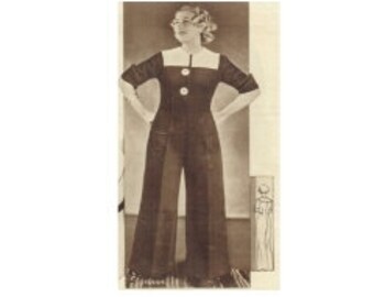 Patrón de costura de mono vintage de pierna ancha de 90 cm/35" de busto, década de 1930.