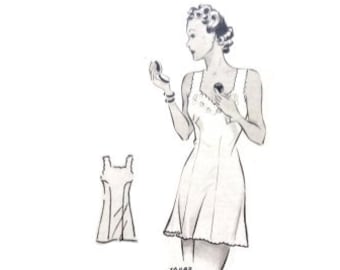 A 120cm/47" bust size vintage 1940s short teddy slip/ underdress sewing pattern.