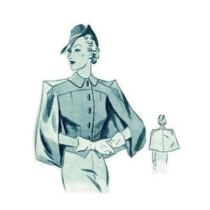 Vintage 92cm/36&quot; bust size 1930s capelet / cape jacket sewing pattern