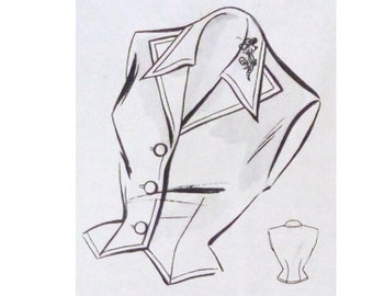 Vintage 98cm/38.5" bust size 1950s button closure fitted waistcoat / vest / sleeveless blouse / sleeveless shirt sewing pattern