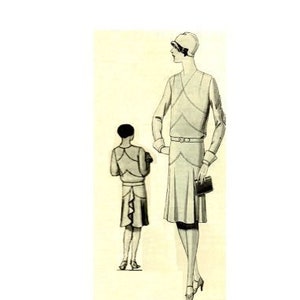 Vintage 90cm/35&quot; bust size 1920s asymmetric cut day dress sewing pattern