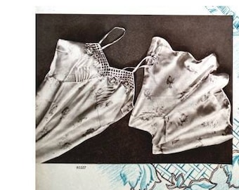 Vintage 108cm 42" bust size 1940s lingerie slip shirt and tap pants / french knickers sewing pattern.
