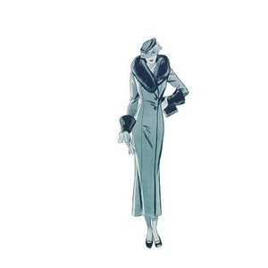 A 47&quot;/120cm bust size vintage 1930s coat sewing pattern.