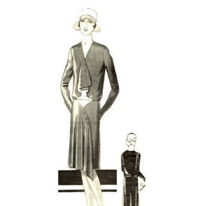 Vintage 96cm/38&quot; bust size 1920s asymmetric cut day dress sewing pattern