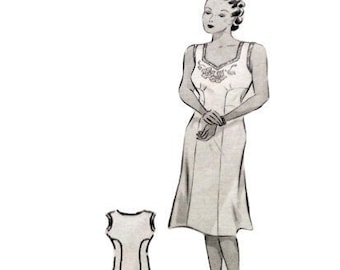 A 120cm/47" bust size vintage 1940s knee length slip/ underdress sewing pattern.