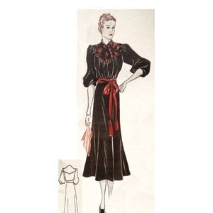 Vintage 90cm/35&quot; bust size 1930s long sleeve robe/house coat sewing pattern