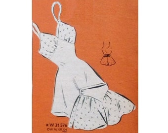 Vintage 104cm/41&quot; bust size 1950s lingerie / underdress / slip and tap pants /french knickers sewing pattern.