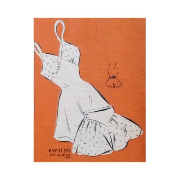 Vintage 104cm/41" bust size 1950s lingerie / underdress / slip and tap pants /french knickers sewing pattern.