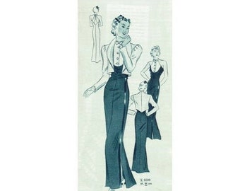 Vintage 96 cm 38" Büstengröße 1930s ärmelloses Art-Deco-Stil-Formal / Abendkleid und Bolero-Jacke Schnittmuster.