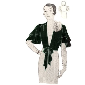 Vintage 102cm/40&quot; bust size 1930s double layer flutter sleeve jacket sewing pattern.