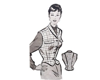 Vintage 96cm/38" bust size 1950s fitted waistcoat / vest sewing pattern