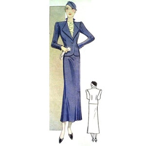 Vintage 108cm/42&quot; bust size 1930s spring / summer jacket and skirt suit sewing pattern.