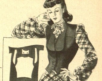 1940s taillierte Weste Schnittmuster, optional Ärmel Büste 92cm