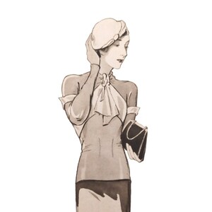 Vintage 96cm/38&quot; bust size 1930s diagonal cut block short or long sleeve blouse sewing pattern