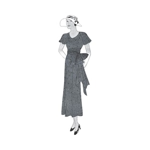 Vintage 90cm/35&quot; bust size 1930s long sleeve dress sewing pattern