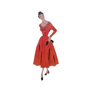 Vintage 96cm/38&quot; bust size 1950s kimano sleeve dress and paneled full skirt sewing pattern