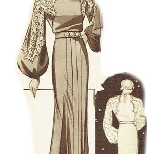 Vintage 40/102cm bust size 1930s formal evening dress sewing pattern. image 2