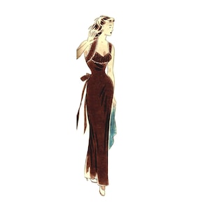 Vintage 96cm/38&quot; bust size 1950s  open back night dress / night gown sewing pattern.