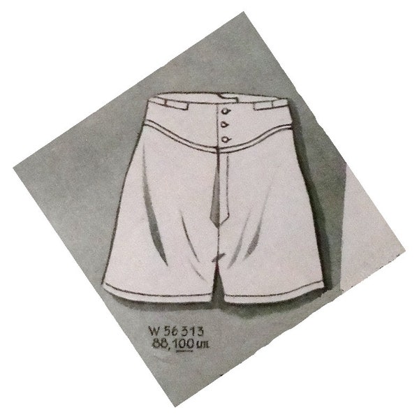 Menswear vintage 88cm/34",  94cm/37" or 100cm/39" waist size 1930s mens underwear underpants /boxer shorts sewing pattern