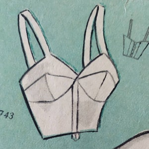 Vintage 102cm/40" bust size 1950s wide band busthalter / bra sewing pattern