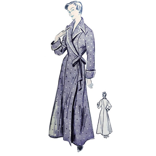Un modèle de couture de robe de chambre / manteau de maison / robe de chambre vintage des années 1950 de 120 cm/47 po.