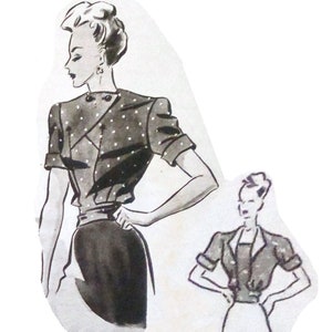 Vintage 96cm/38&quot; bust size 1940s short sleeve blouse sewing pattern.