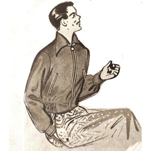 Menswear vintage 96cm/38” chest size 1950s front zipper closure lumberjacket /wind jacket sewing pattern