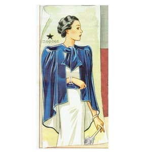 Vintage 96 cm 38" borstomvang jaren 1930 formeel / cape naaipatroon voor speciale gelegenheden