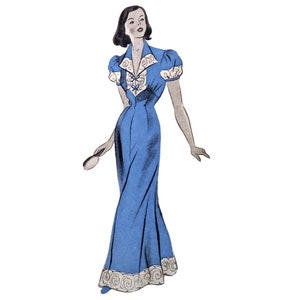 Vintage 104cm/41&quot; bust size 1950s floor length short sleeve night gown / night dress sewing pattern.