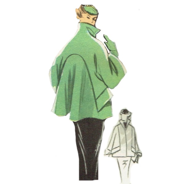 Vintage 98cm/38.5" bust size 1950s swing coat / swing jacket sewing pattern