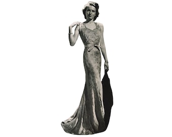 Vintage 92cm 36" bust size 1930s sweetheart neckline sleeveless floor length formal dress, evening dress sewing pattern.