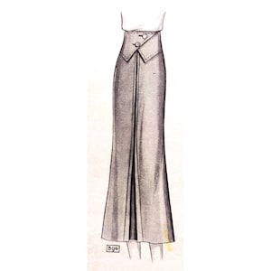 Vintage 84cm/33&quot; waist size 1930s skirt with cross-over yoke and pleat on front part sewing pattern.