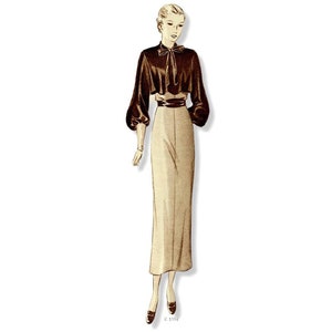 Vintage 88cm/34&quot; bust size 1930s  day dress/ tea dress sewing pattern