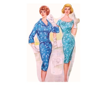 Patrón de costura de vestido clásico ajustado de los años 50, talla de busto 92 cm (36")