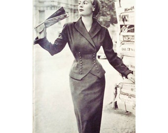 Vintage 104cm/41" bust size 1950s fitted jacket and pencil skirt suit sewing pattern