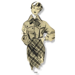 Vintage 96cm/ 38&quot; bust size 1940s long sleeve blouse sewing pattern.
