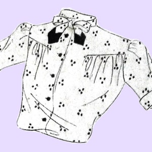 Vintage 102cm/40&quot; bust size 1940s classic front button closure summer shirt / blouse with long or short sleeve sewing pattern