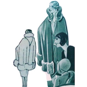 Vintage 92cm/36&quot; bust size 1920s formal wear wrap cape coat sewing pattern